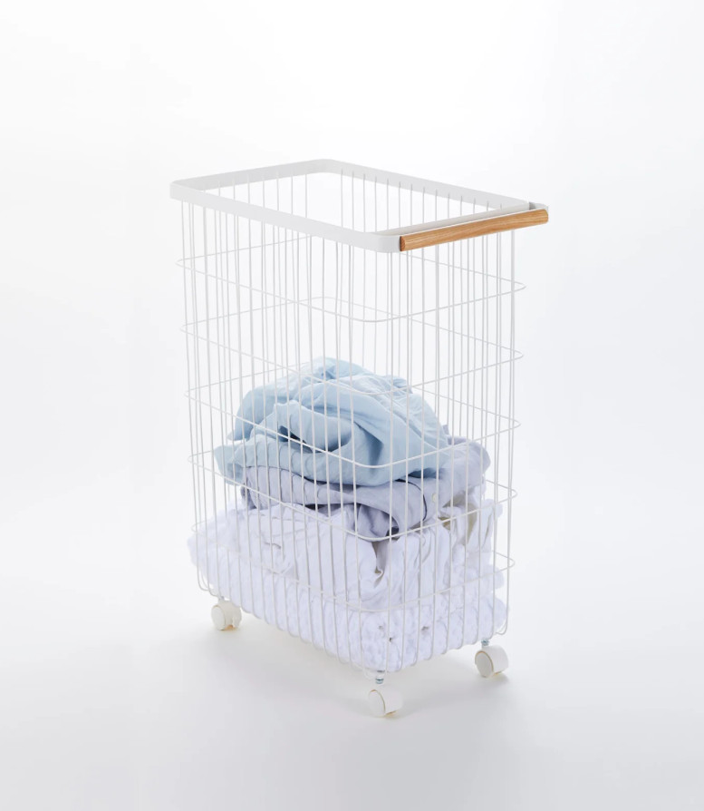 Yamazaki Home Rolling Wire Basket (24″ H) – Steel + Wood – 30% OFF MSRP