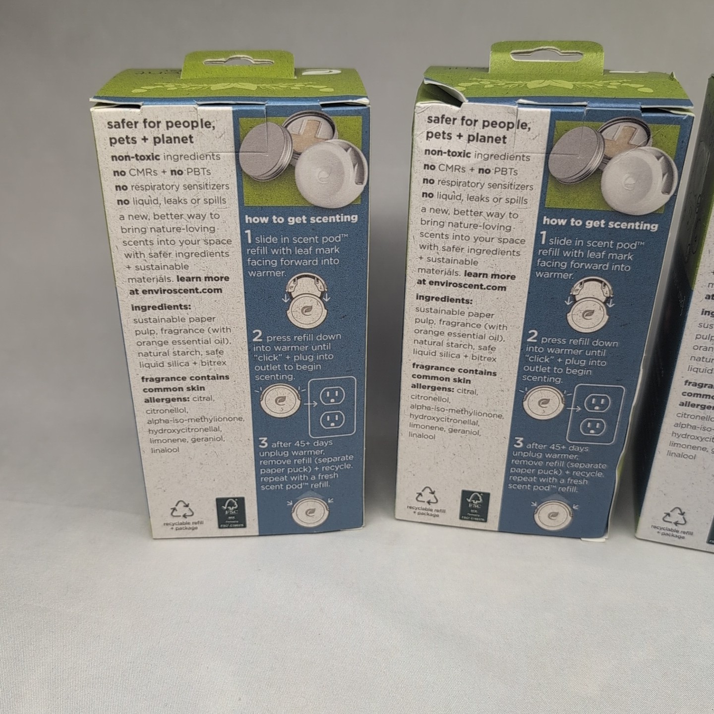 3 pk Enviroscent Plug Hub Warmer Kit Spring Water & Lotus 0.51 oz.