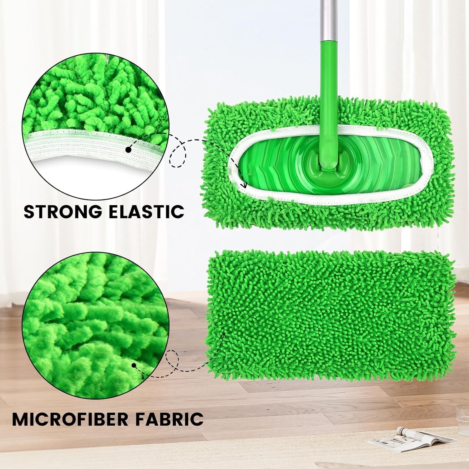 Versatile Reusable Mop Pads – 6 Microfiber Refills for Any Floor Surface