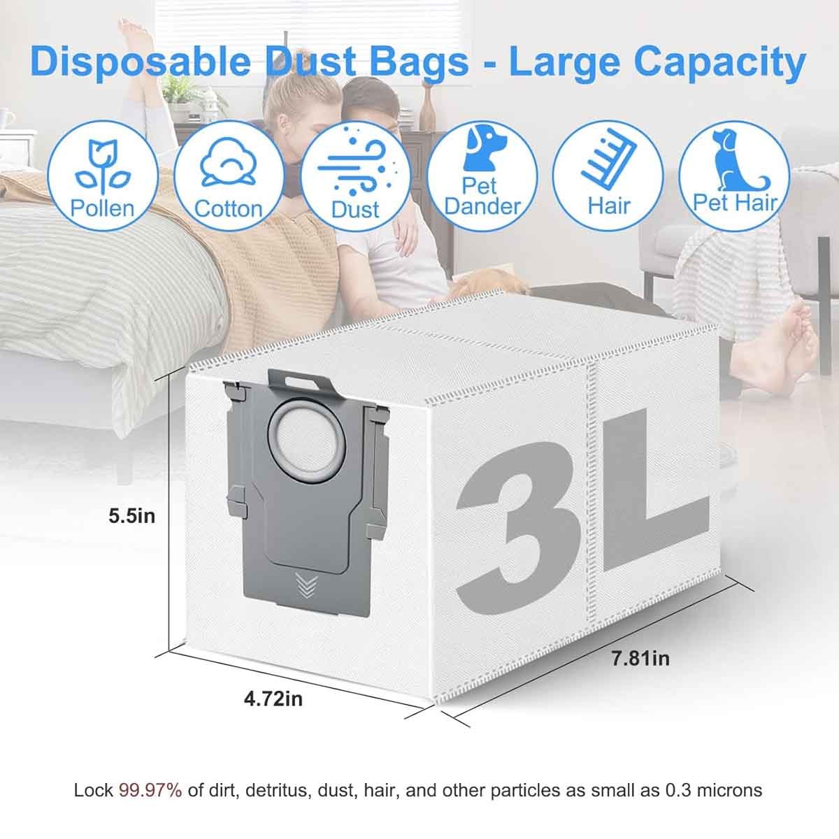 Dust Bags for Roborock Qrevo Edge S5A/S8 MaxV/S8 Max Ultra Robot Vacuum Cleaner