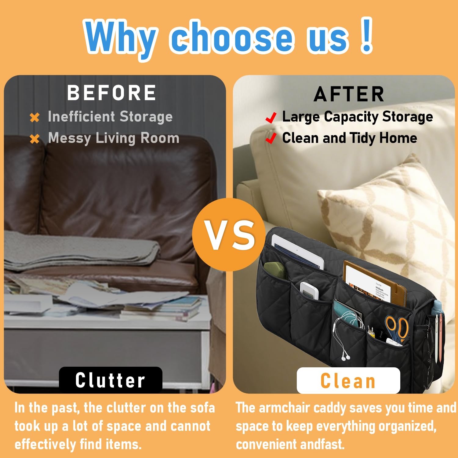 Armchair Caddy, Sofa Armrest Organizer, Non Slip Remote Control Holder for Re…