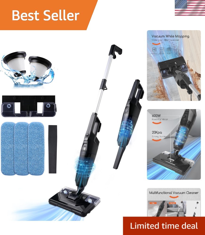 2-in-1 Stick Vacuum & Electric Mop with 600W Powerful Suction for Hard Floors