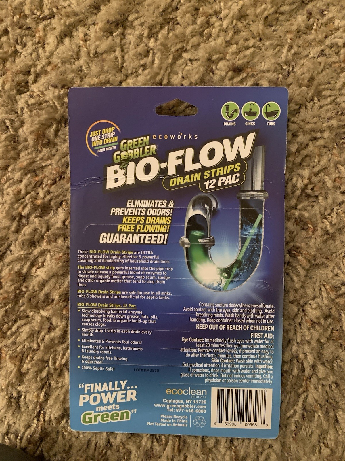 EcoClean Solutions Bio Flow Drain Deodorizing Strips 12-Strips GGDS12PAC