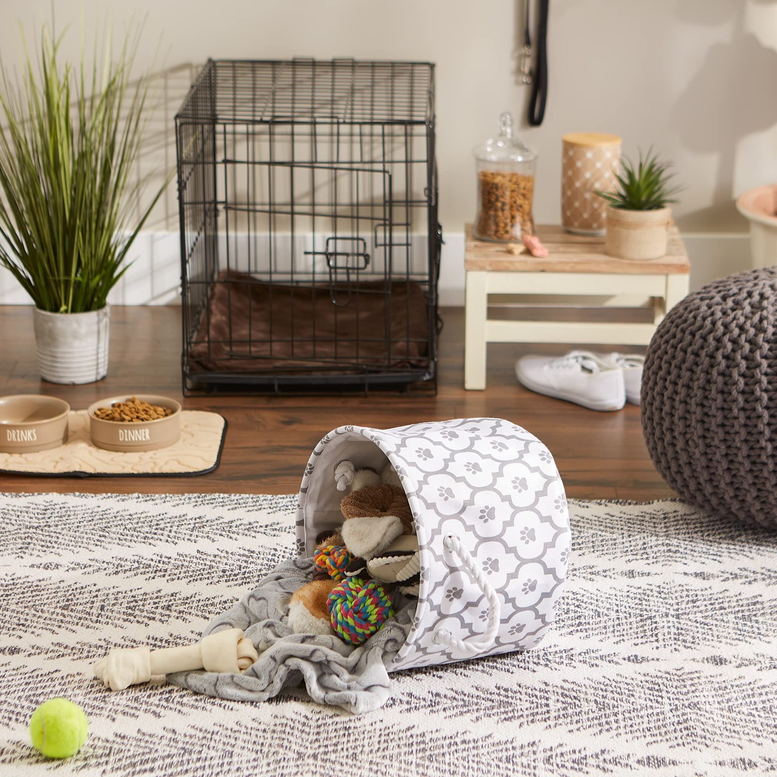 Target Small Round White Gray Pet Storage Basket 9×12 Stylish and Functional