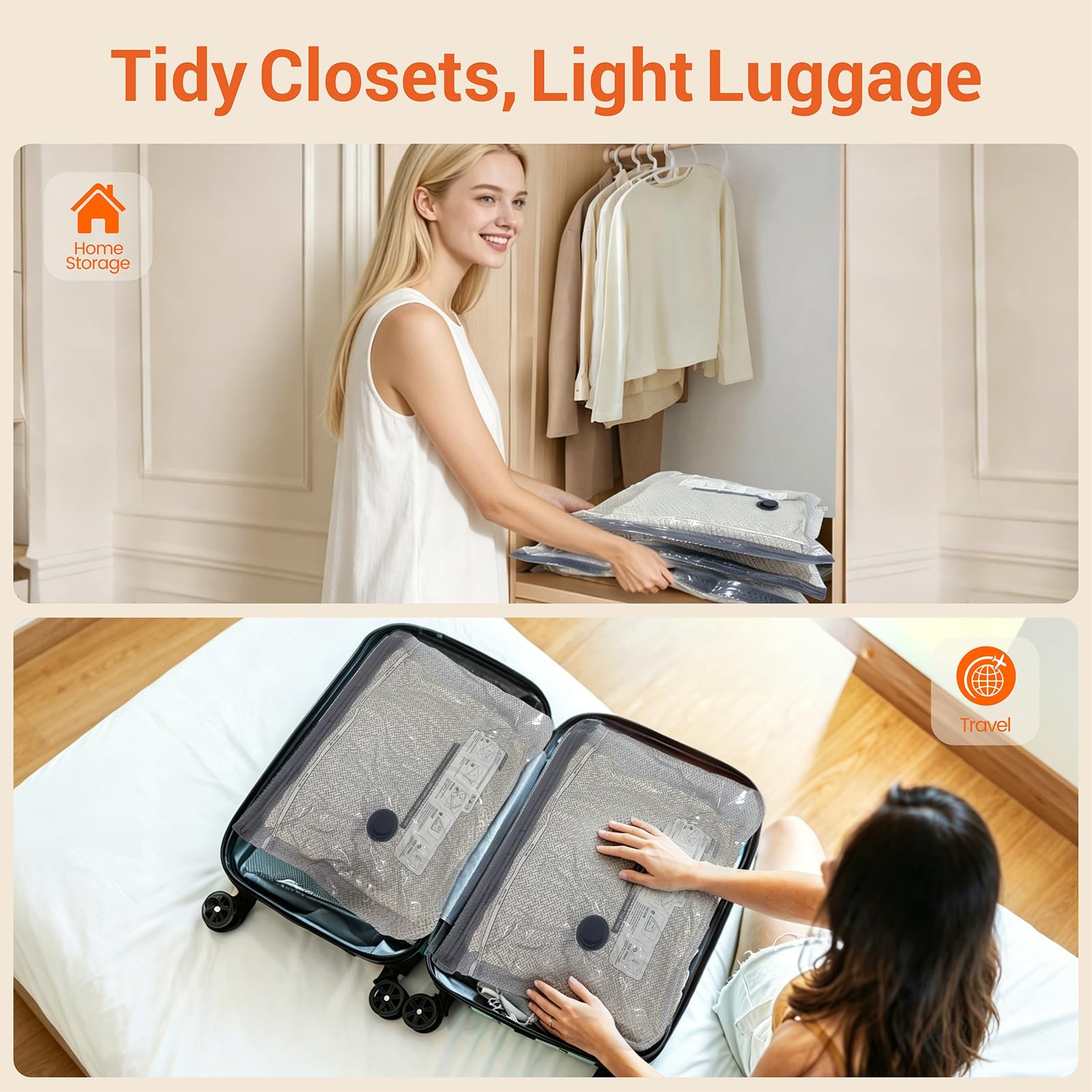 15 Pack Vacuum Storage Bags with Electric Pump for Travel Luggage Clothes