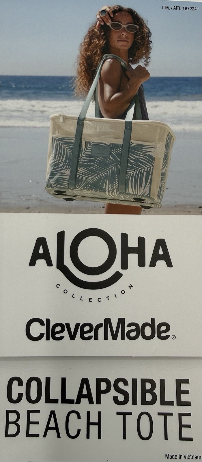 Aloha Collection CleverMade Collapsible Beach Tote Bag Set of 2 Hawaii