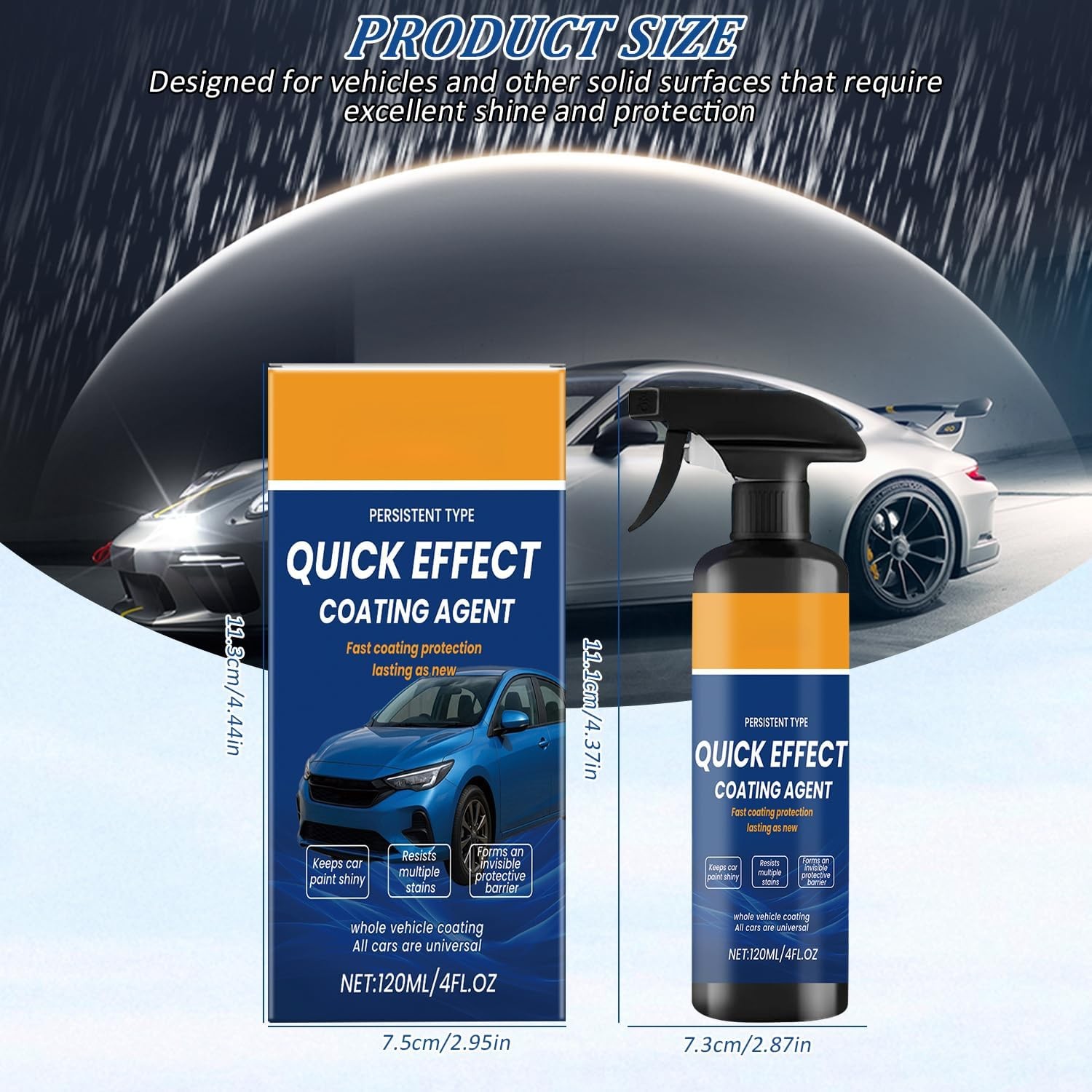 2PCS Car Coating Spray,Quick Effect Coating Agent,Car Scratch Wax Polish Spray