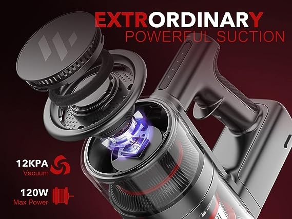 ZokerLife Stick Cordless Vacuum Cleaner 2200mAh 35min runtime Lightweight – RED