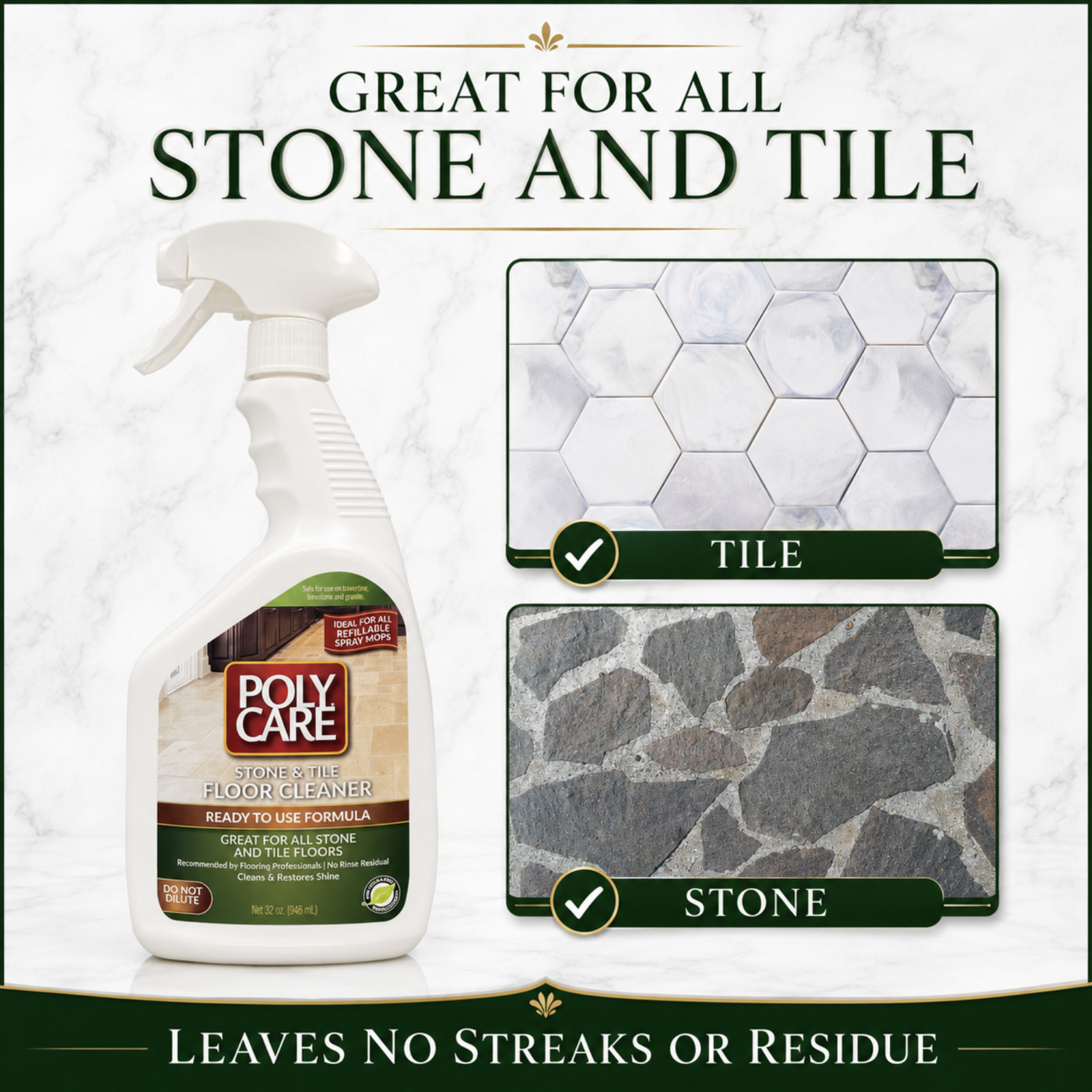 PolyCare Stone & Tile Floor Cleaner Refill Spray – 32 fl oz