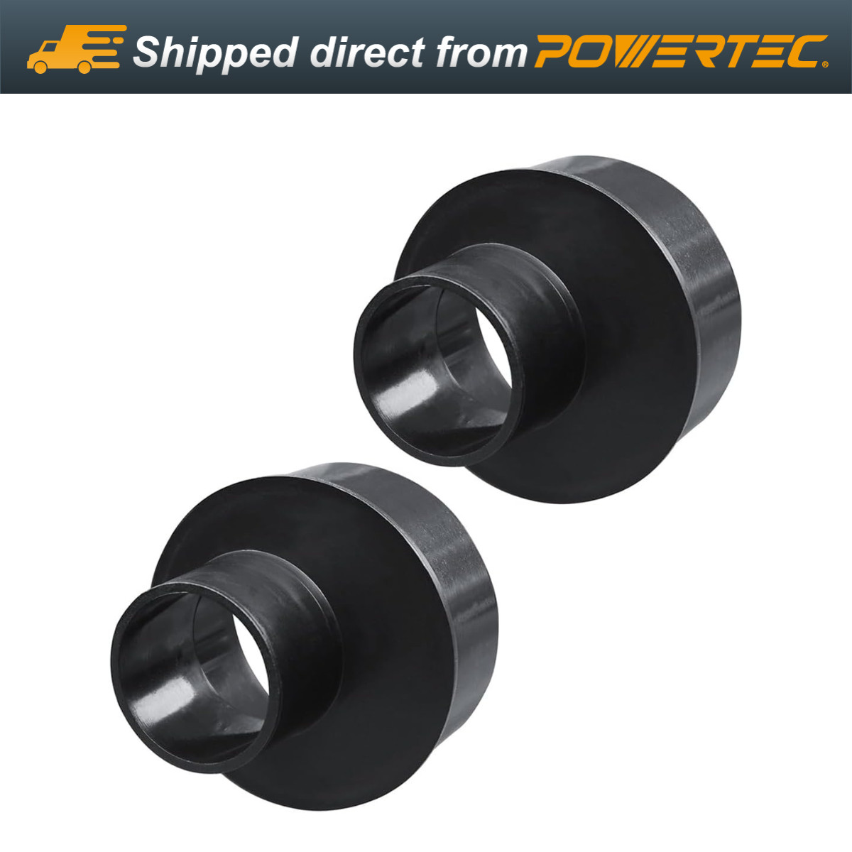 POWERTEC Eccentric Reducer, 4″ to 2-1/4″, Dust Collection Hose Attachment, 2 PK