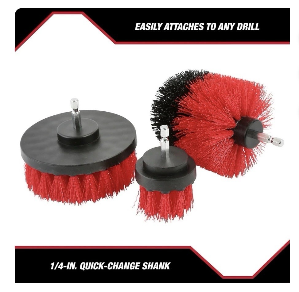 4-Piece HYPER TOUGH Scrub Brush Cleaning Attachment Set for Electric Drills