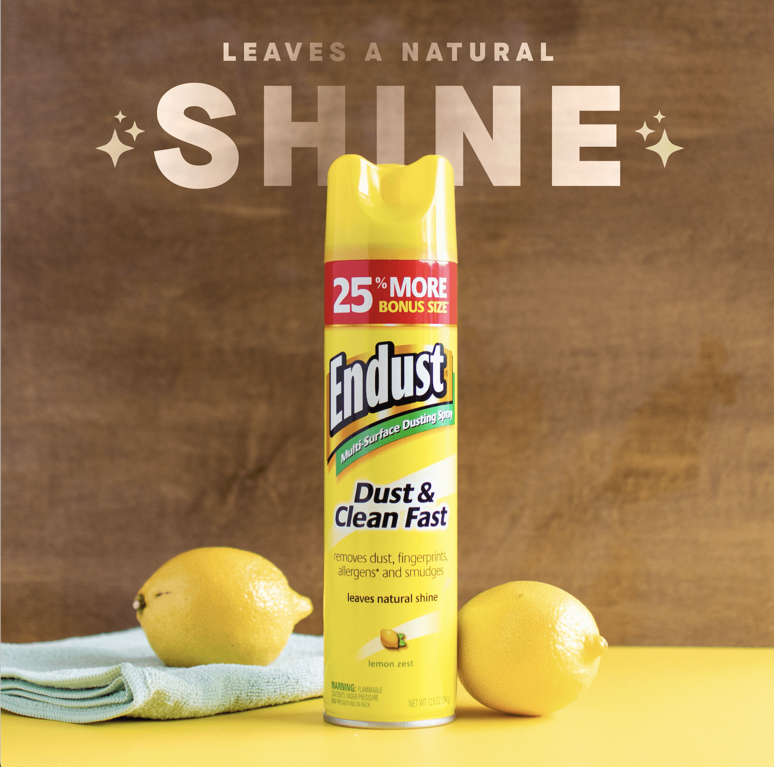 Endust® Multi-Surface Dusting and Cleaning Spray, Lemon Zest, Aerosol, 12.5 oz.