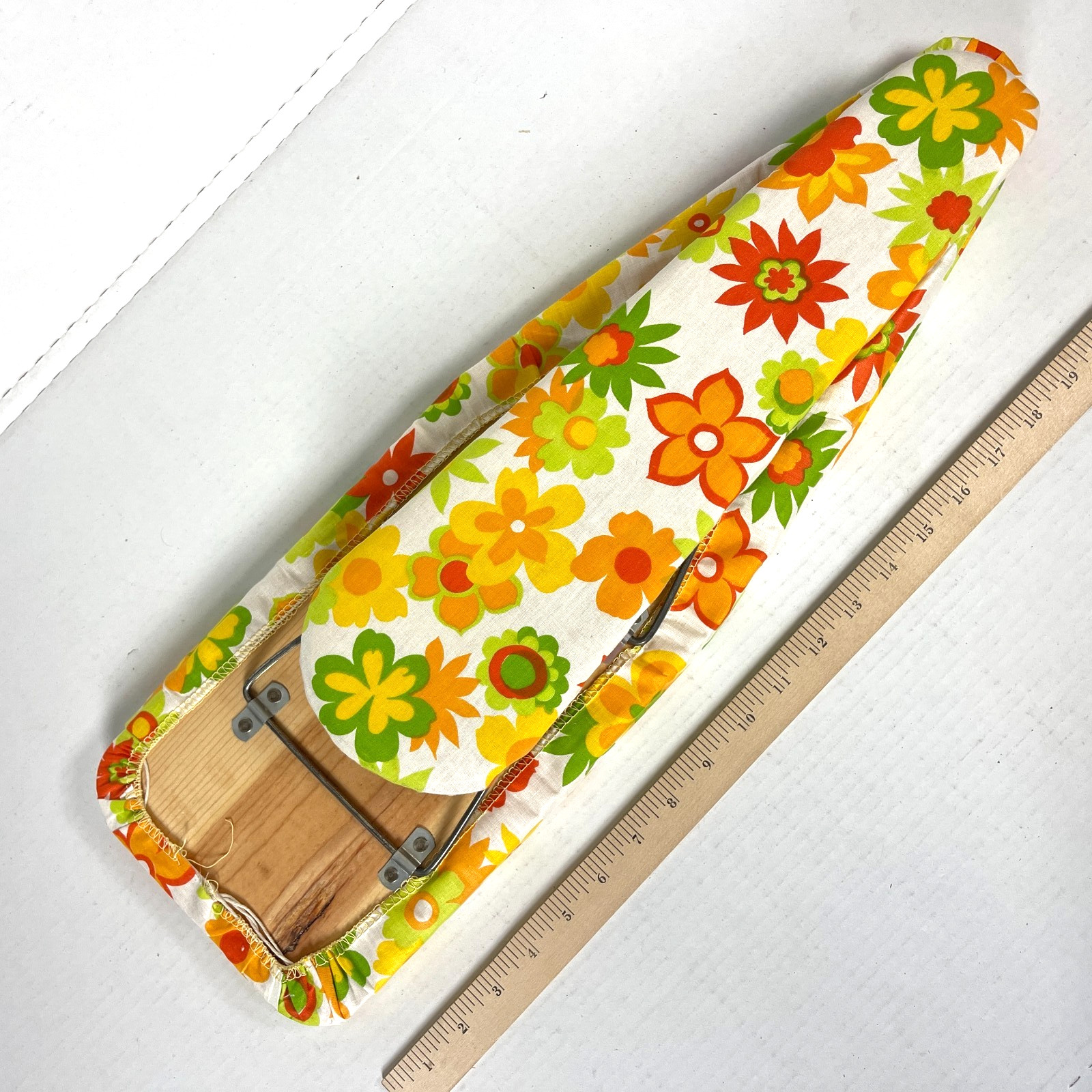 Mini Ironing Board Vtg Compact Combo Sleeveboard 23in Floral w/Bag USA French