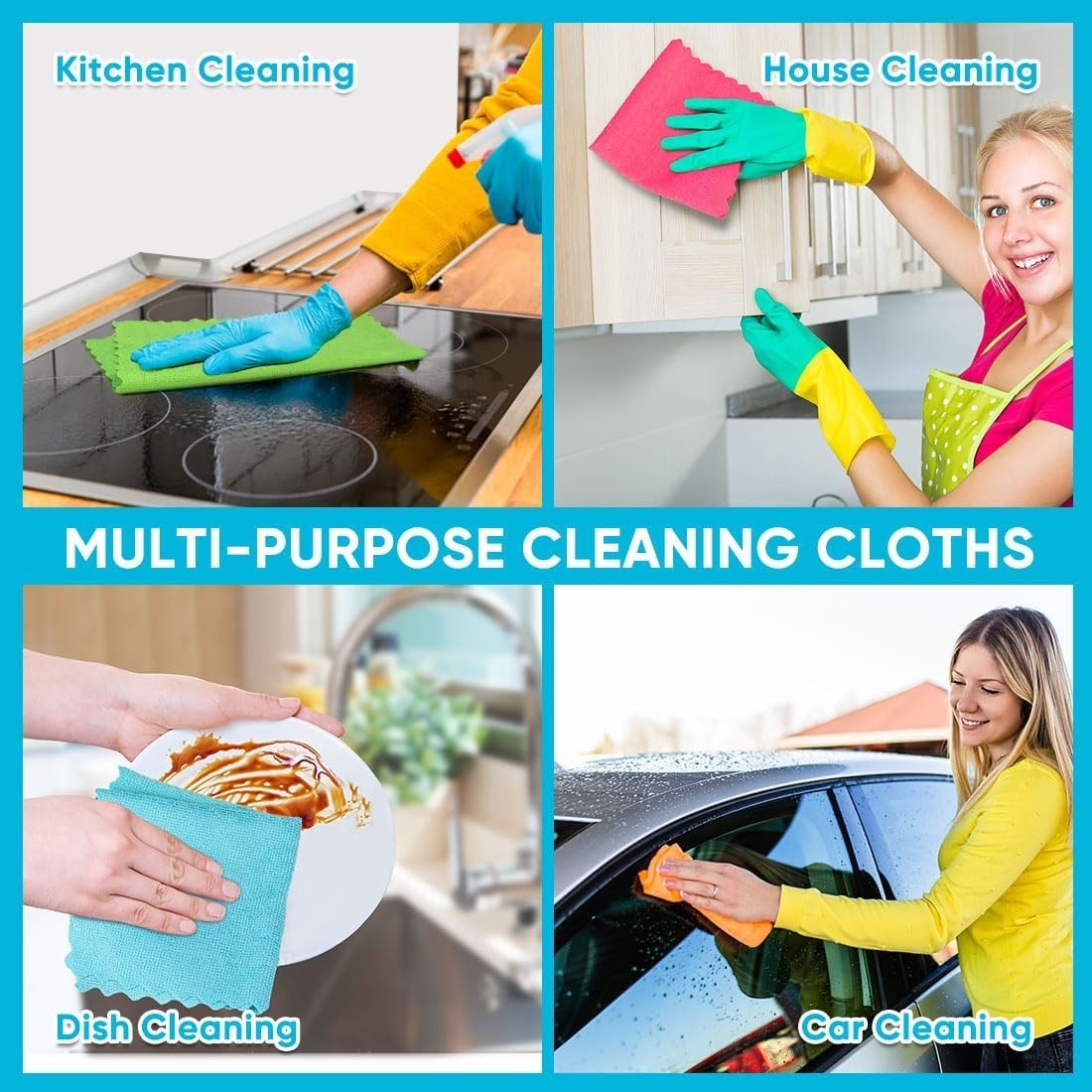 Microfiber Cleaning Cloth, 24 Pack Highly Absorbent Cleaning Rags, Household …