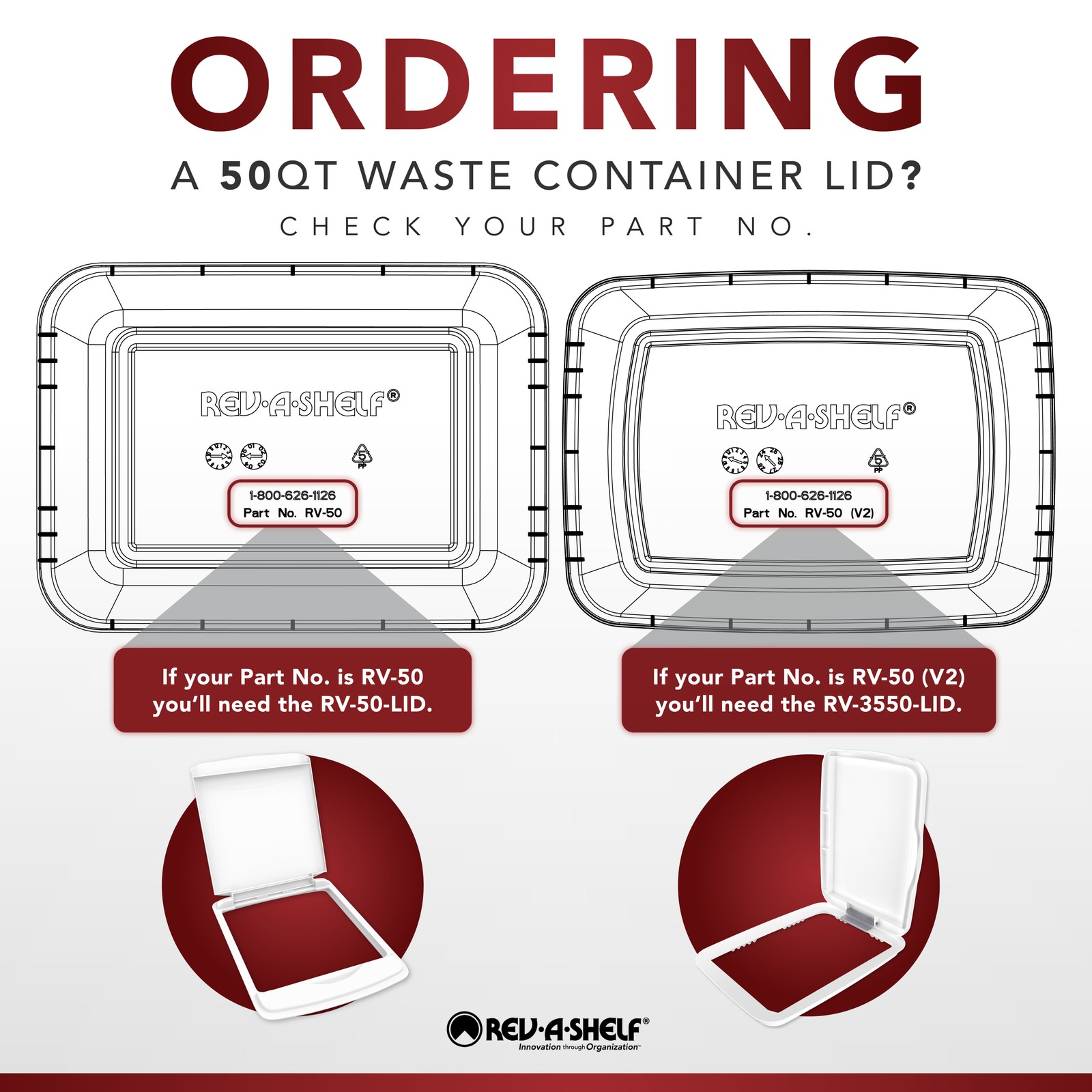Rev-A-Shelf 50 Qt Trash Can Replacement Lid, Champagne (Lid Only) RV-50-LID-12-1