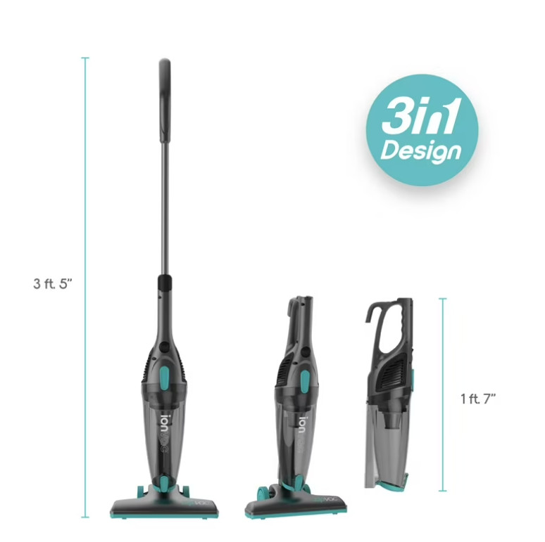 Ionvac ZipVac Corded Stick Vacuum,Multi-Surface 3-in-1 Upright/Handheld