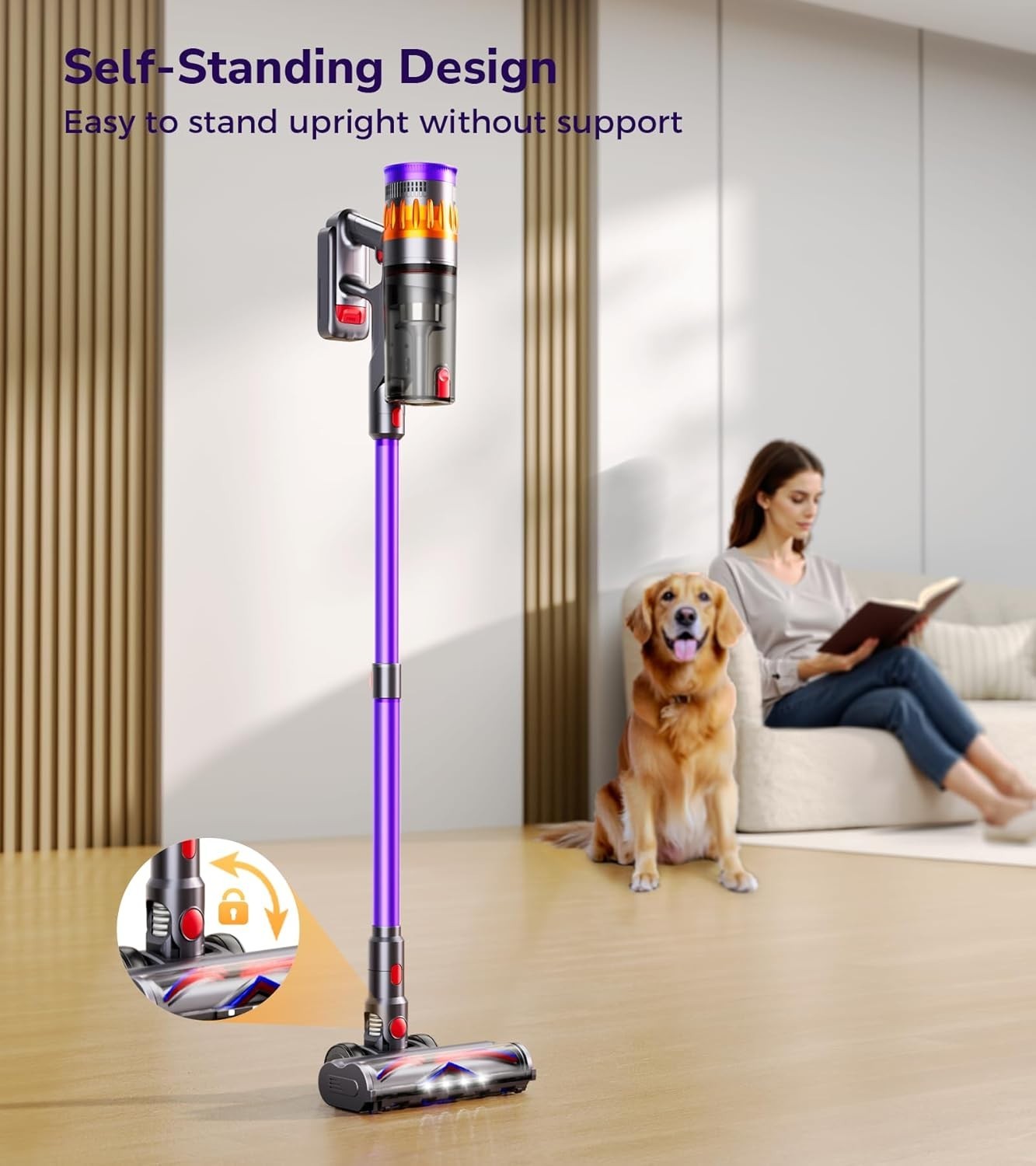 Feetis Cordless Stick Vacuum 600W Touch Screen Charging Dock Rechargeable
