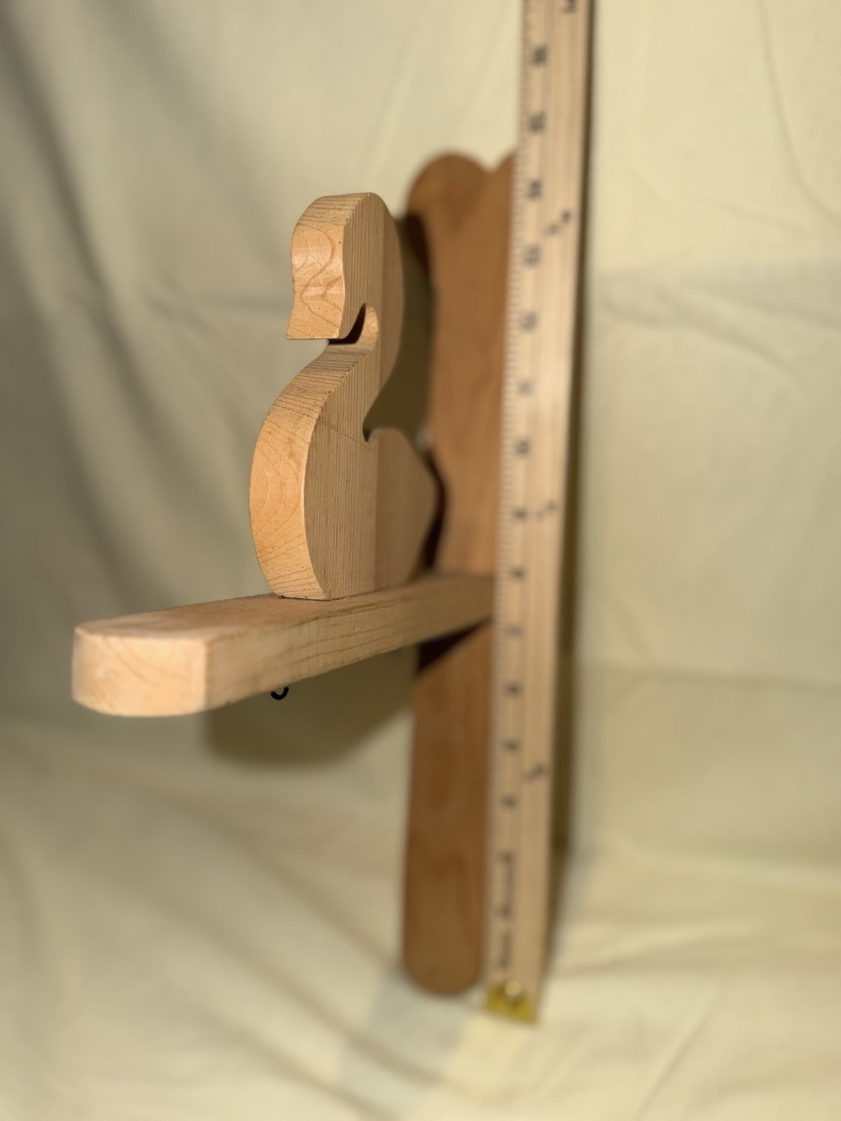 Charming cottagecore wooden duck wall hanger with hooks for keys or dried herbs