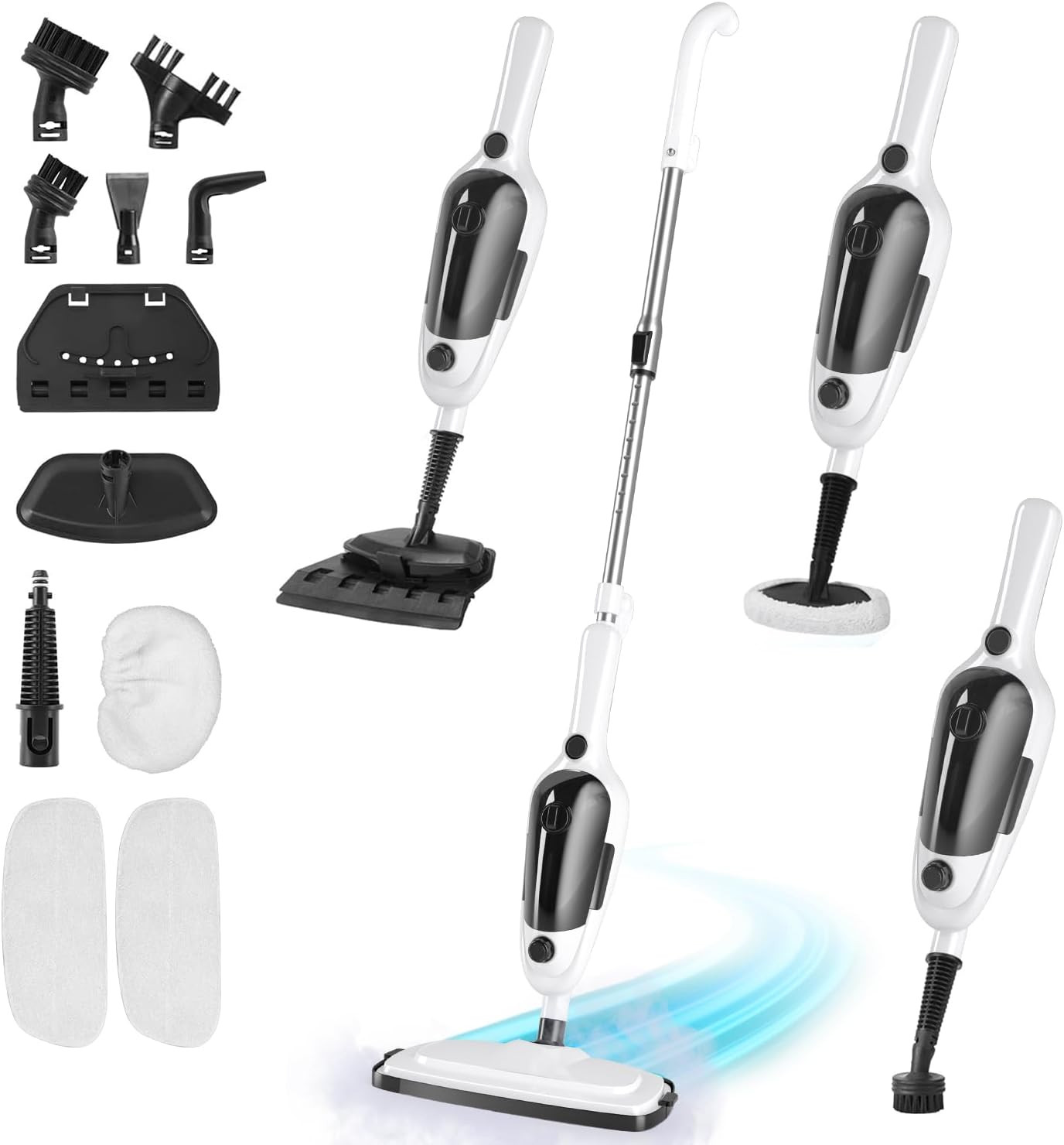 11-In-1 Steam Mop, Powerful Handheld Steam Cleaner for Home with 23FT Cord &15.
