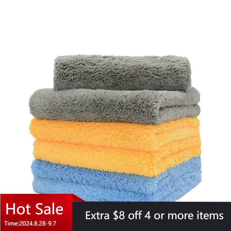 6 Pc Microfiber Cleaning Cloth Towel Rag Car Polishing Detailing 16″x16″ 450 GSM