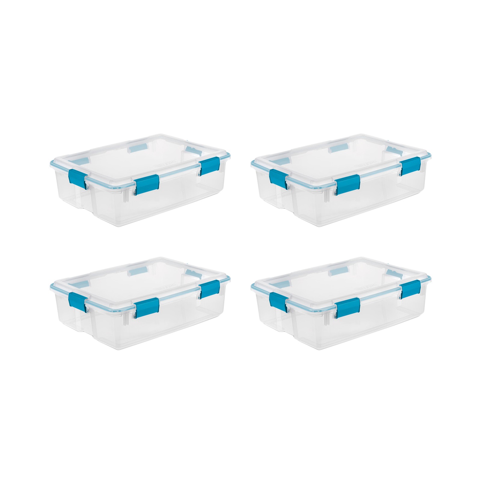 Sterilite 37 Qt Clear Plastic Home Storage Tote Bin with Secure Lids, (4 Pack)