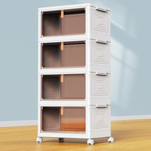 YFXCVSL 4 Tier Plastic Storage Bins with Lid 23QT, Stackable Storage Bins |