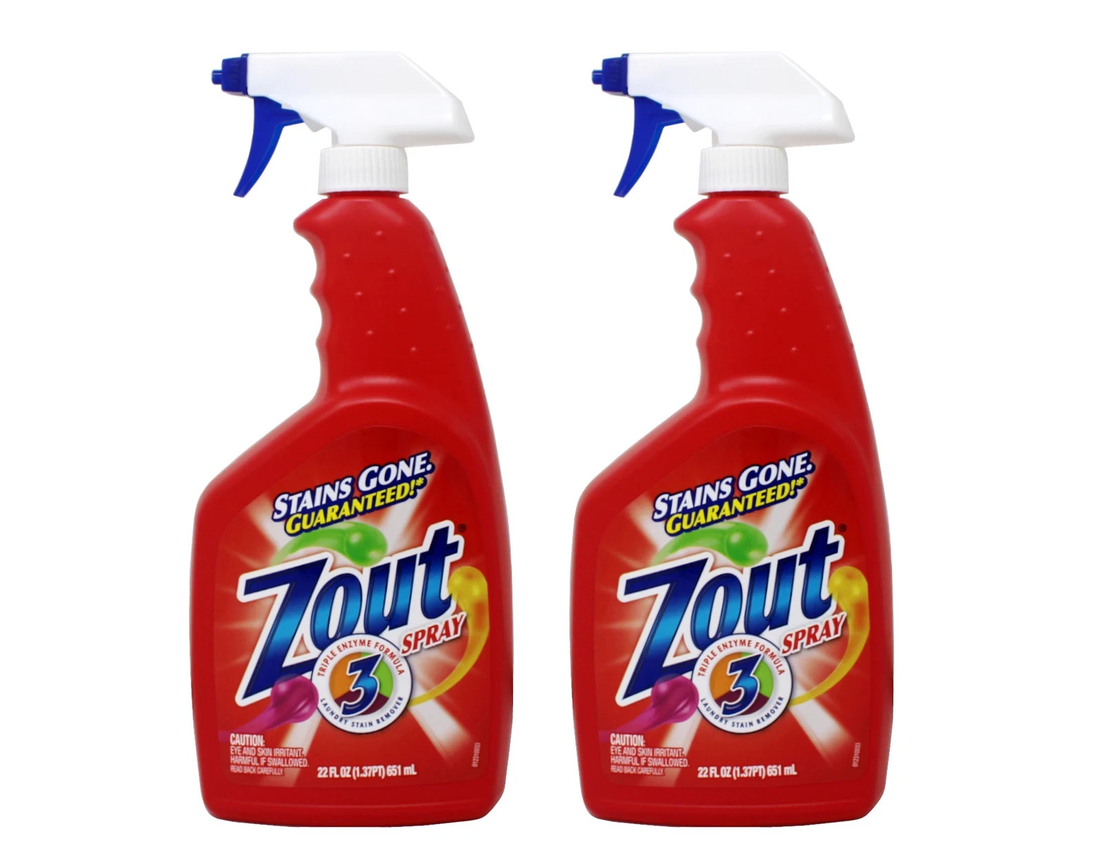 2 Pk of Zout Stain Remover Triple Enzyme Spray 22 Ounce