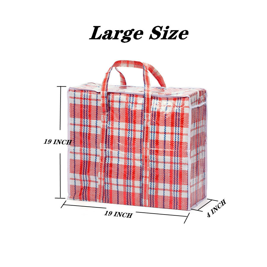 Reusable Large Jumbo plastic Shopping Laundry Moving Storage Luggage Bag Zip