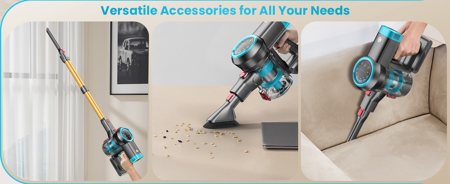 Cordless Vacuum Cleaner 55KPa 550W 60min Self-Standing Stick Carpet Floor Clean