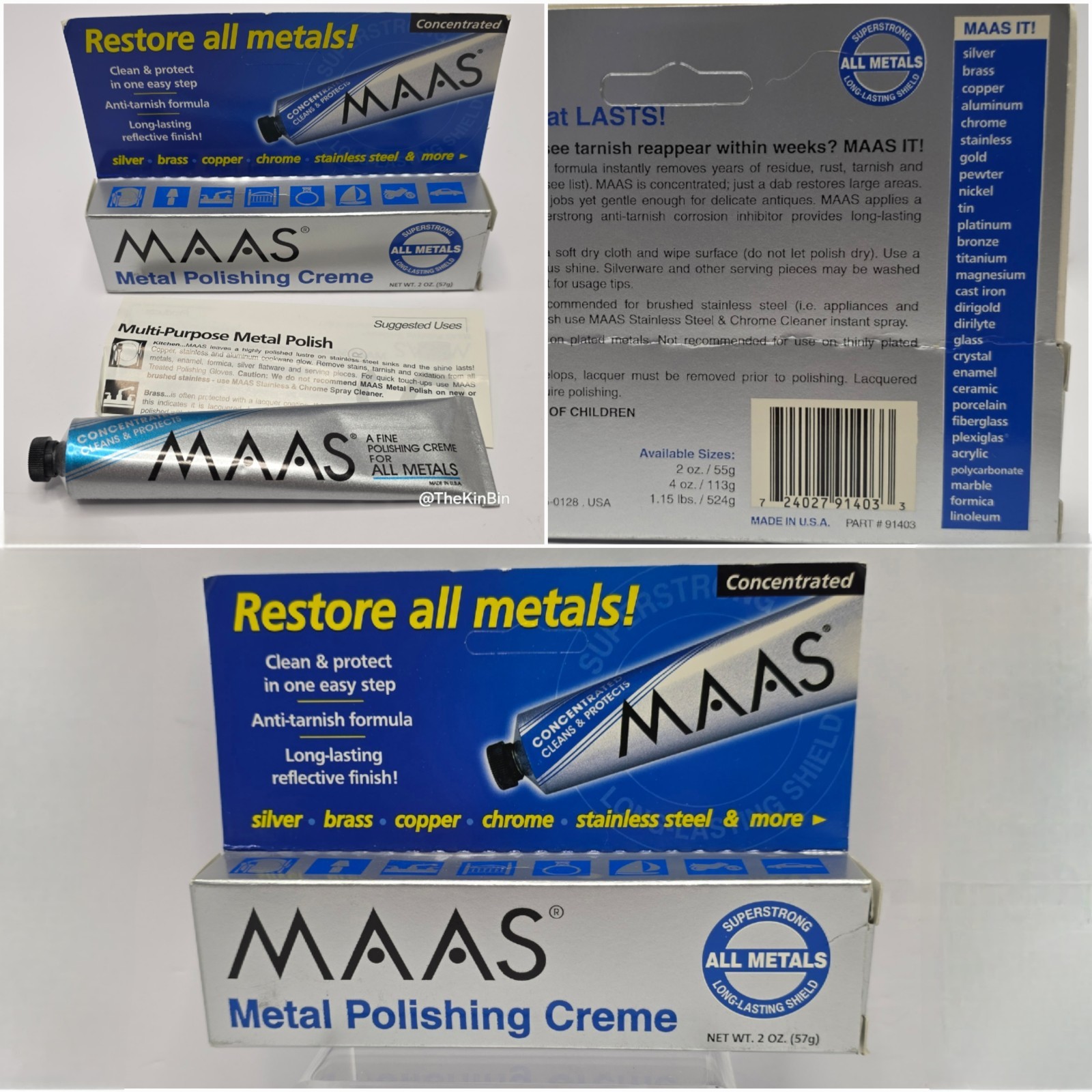 MAAS Metal Fine Polishing Cream All Metals Concentrated 2 oz Tube Full USA Made