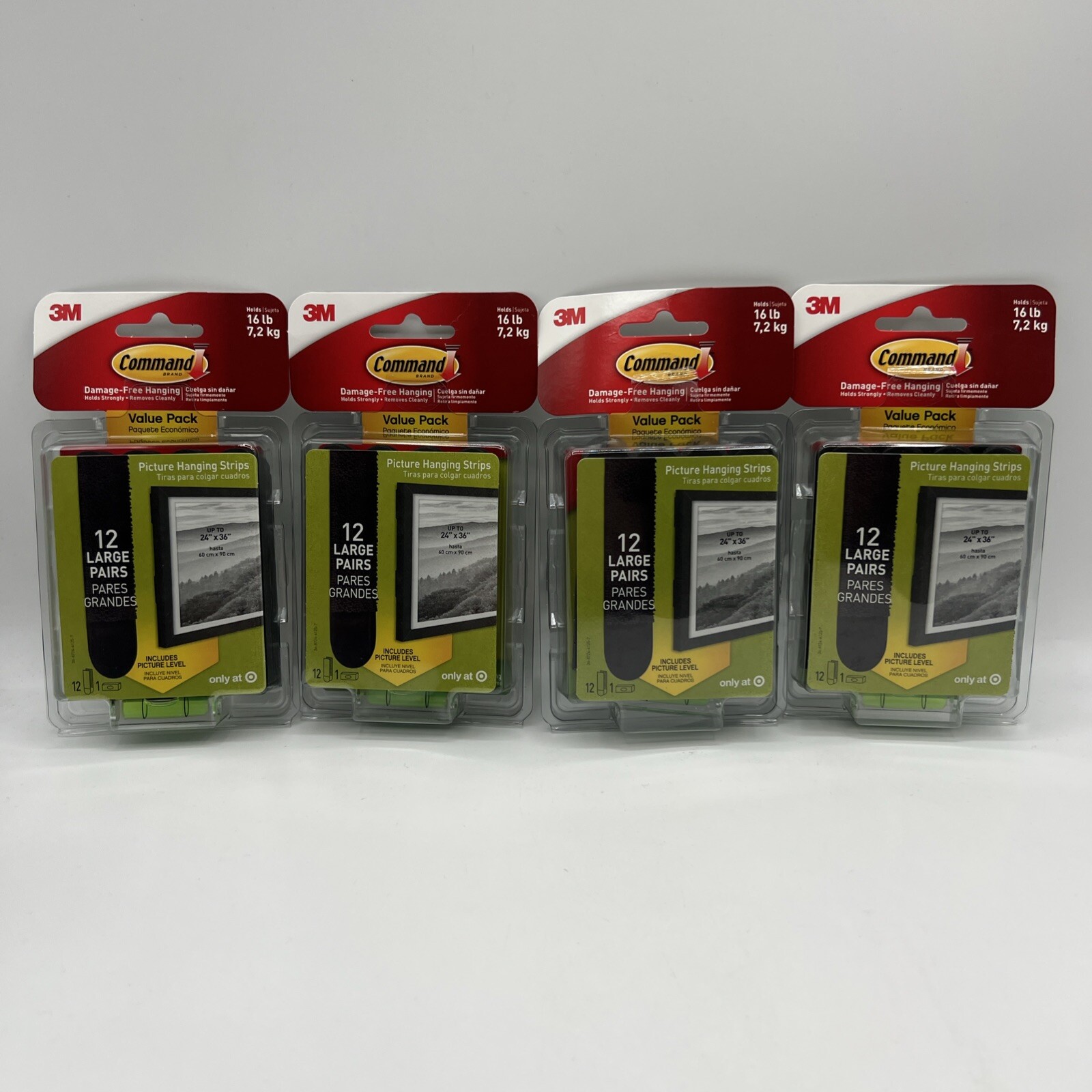 3M Command Strips 12 Large Picture Poster Hanging Black Includes Level 4 Pack