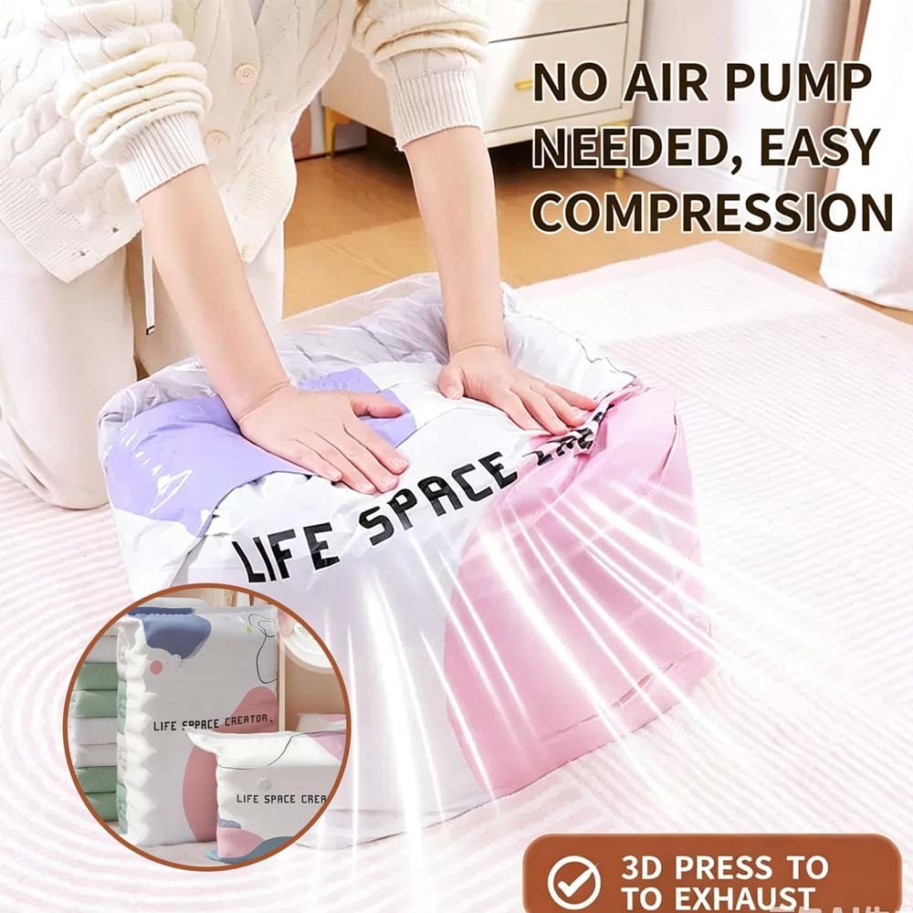 No-Pump Vacuum Storage Bags Large Cube Space Saver Compression Bags1/2/3Pcs