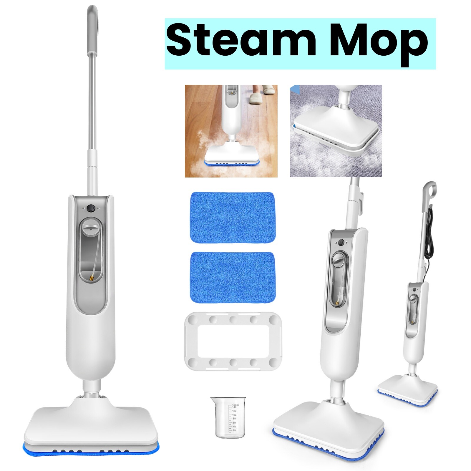 Upright Steam Mop 3500W All In 1 Floor Cleaner Carpet Washer Hand-held Steamer