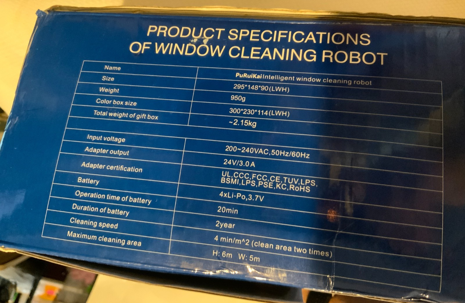 Puruikai Intelligent Window Cleaning Robot, Model# UPB-008COR02, NEW WITH BOX