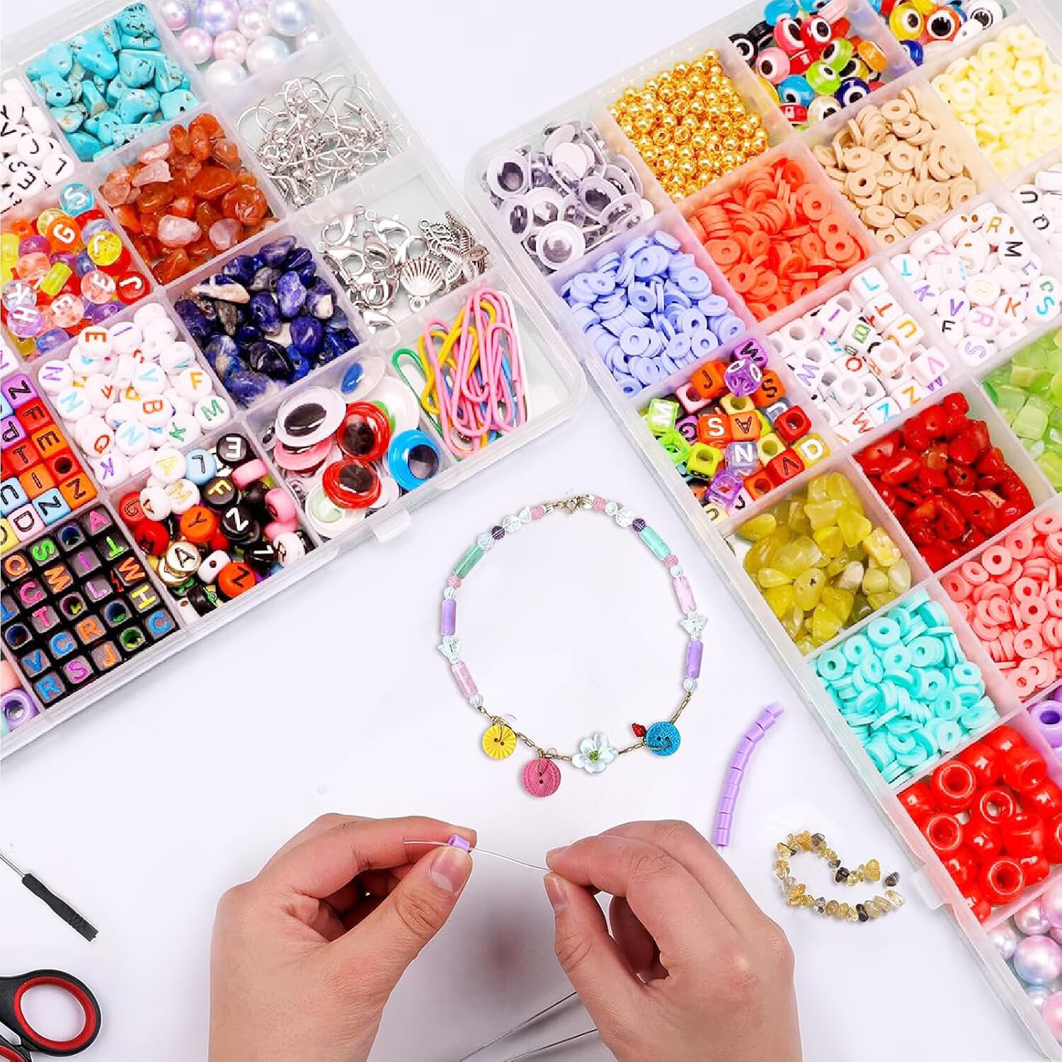 2-32PC Clear Jewelry Box Plastic Bead Storage Craft Container Earrings Organizer