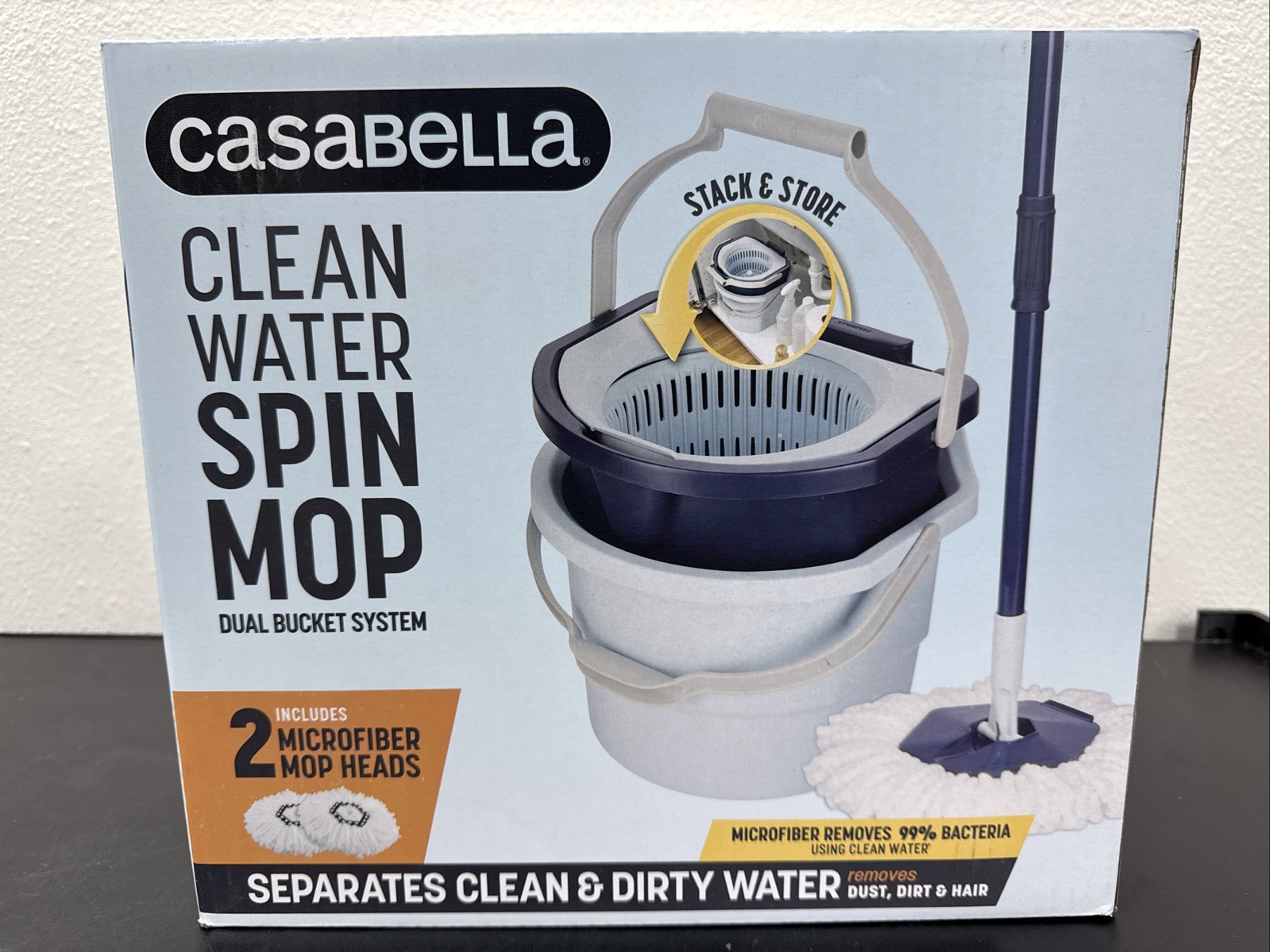 Casabella Clean Water Spin Mop Dual Bucket System with 2 Extra Refills