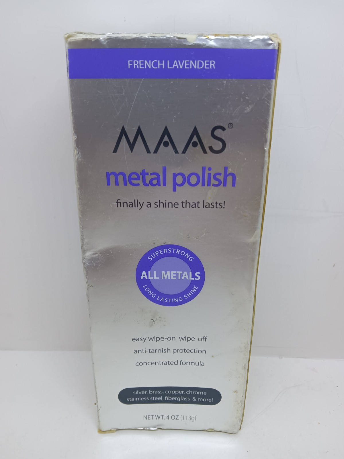 MAAS Metal Polish 4 oz French Lavender All Metals USA Used