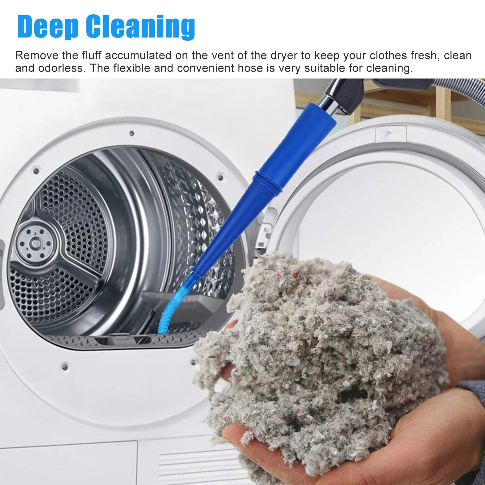 Flexible Dryer Vent Cleaning Hose Kit Vacuum Lint Attachment Household Use