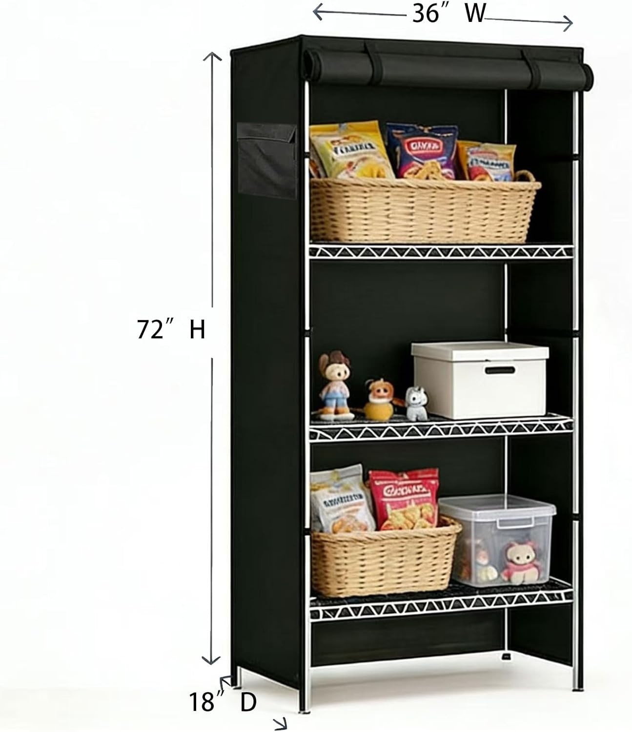 600D Oxford Cloth Thick Storage Shelf Cover (36″W x 18″D x 72″H)