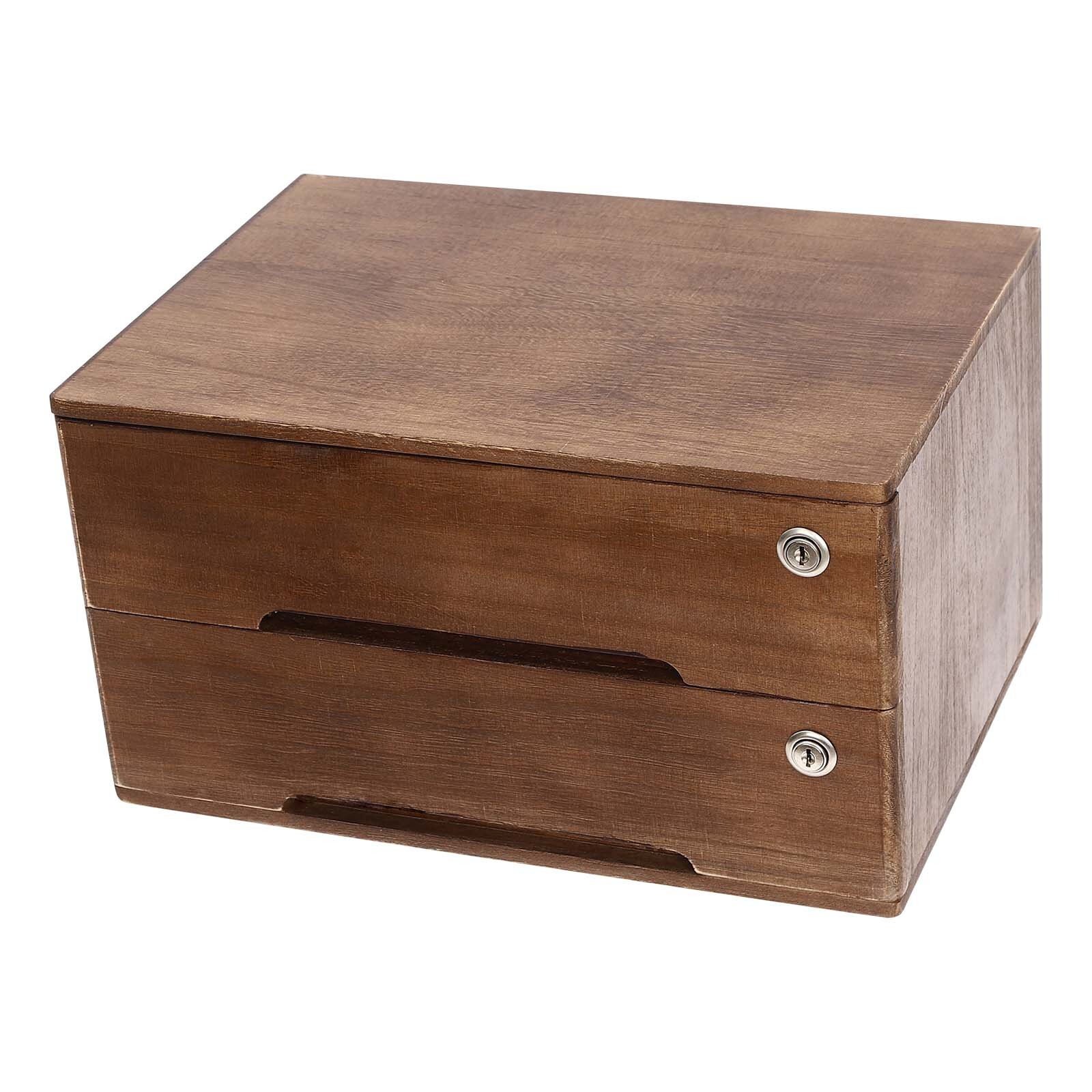 Wooden Desktop Jewelry Drawer Storage Box Table Cabinet Holder Organizer Chest