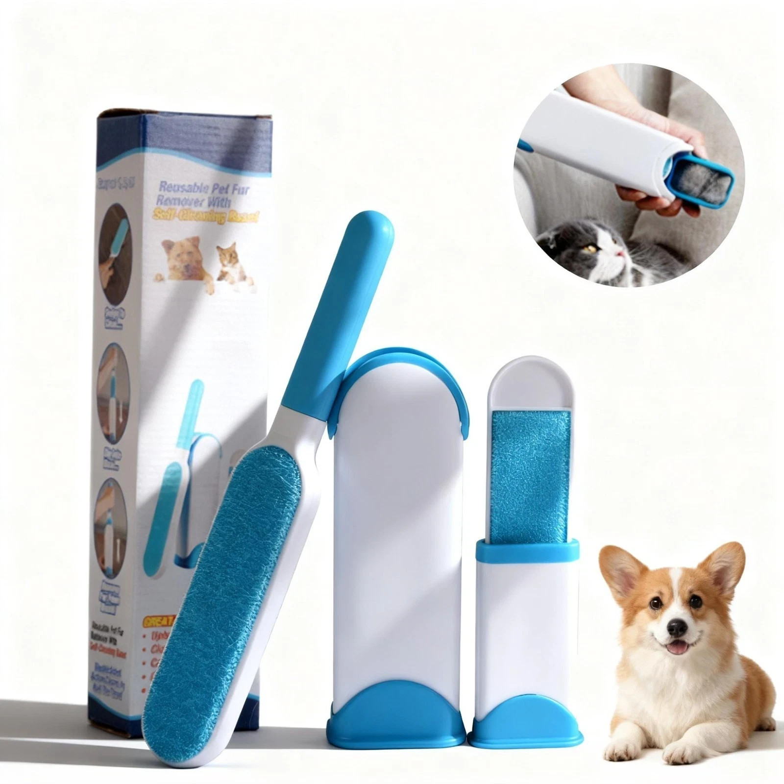 Reusable Double-Sided Lint Brush – Pet Hair Remover for Dogs Cats