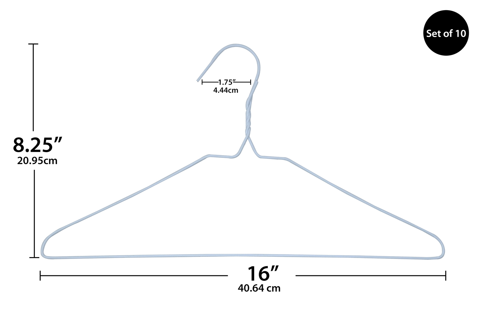 (6 pack) Drip Dry Wire Clothing Hangers, 10 Pack, Adult, White, Plastic Coated