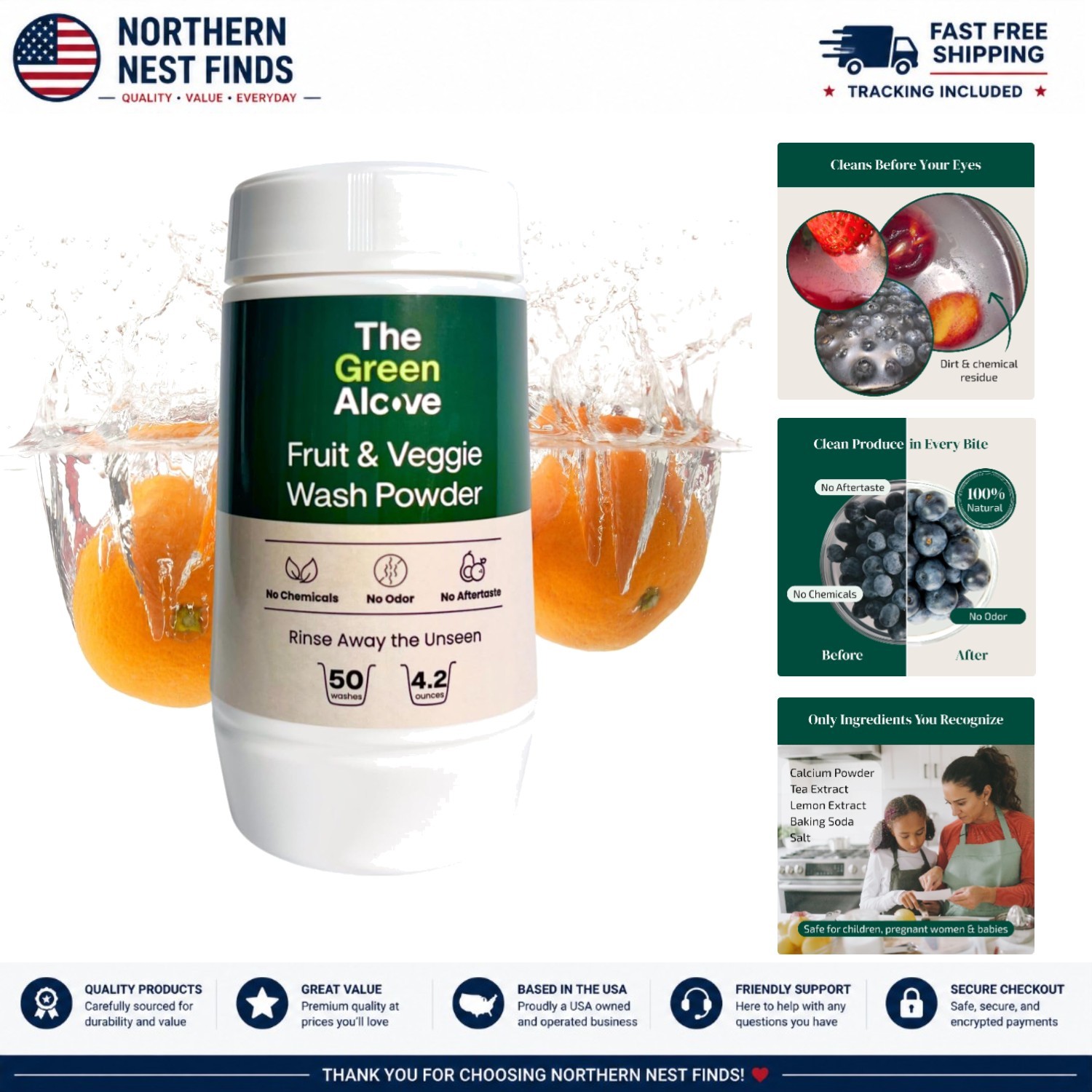 Family-Safe Vegetable Wash Powder – Deep Cleaner for Fresh Produce – 4.2 oz