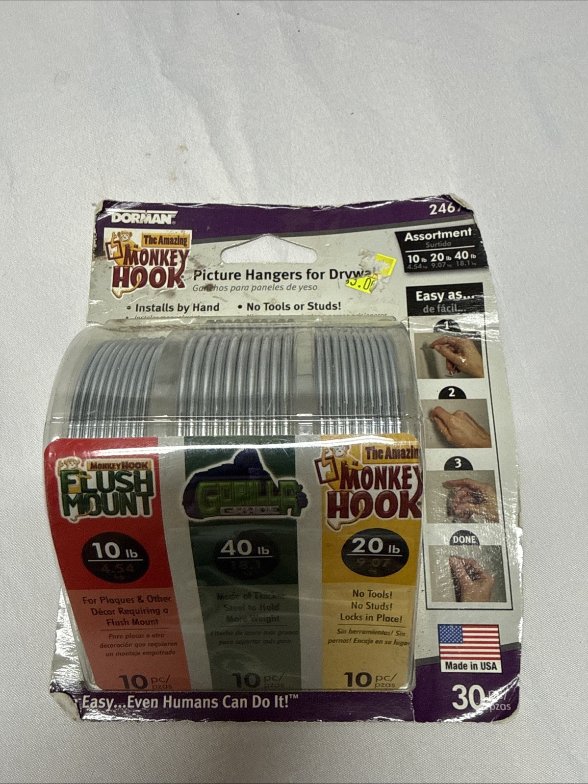 Monkey Hooks Picture Hangers Home,Office Pack, Gorilla Hook, Drywall Hook 30 PCS