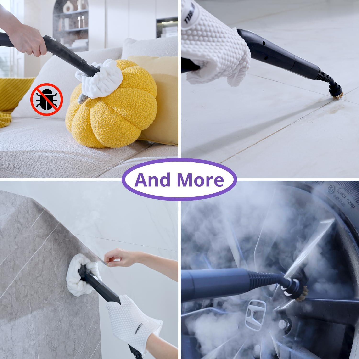 Steam Cleaner: 1650W, Fast 50-Sec Heat-Up Refill Anytime-No Cooling-Detachable H