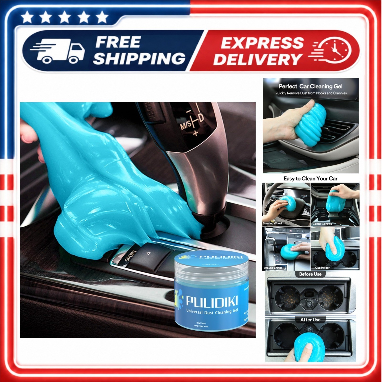 PULIDIKI Car Cleaning Gel Reusable Interior Dust Remover Putty 5.6 oz