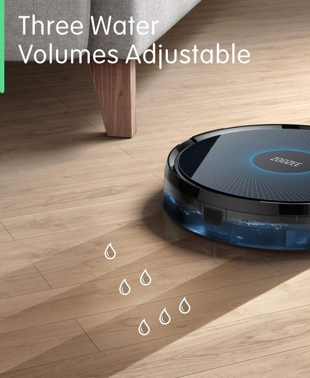 ZOOZEE Z50 Robot Vacuum Mop, Alexa/Google, 290min, 600mL Dust, Cordless