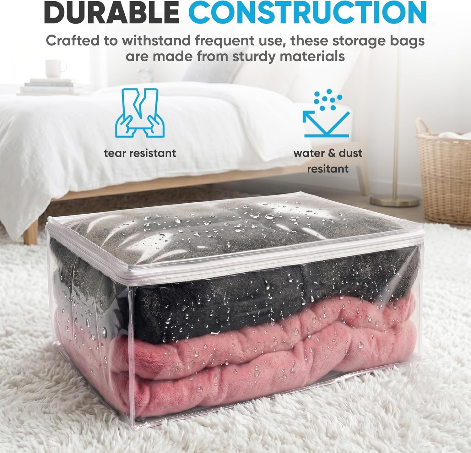 12 Pack – King Size Clear Comforter Durable – Clear Storage Bags (26x29x10″)