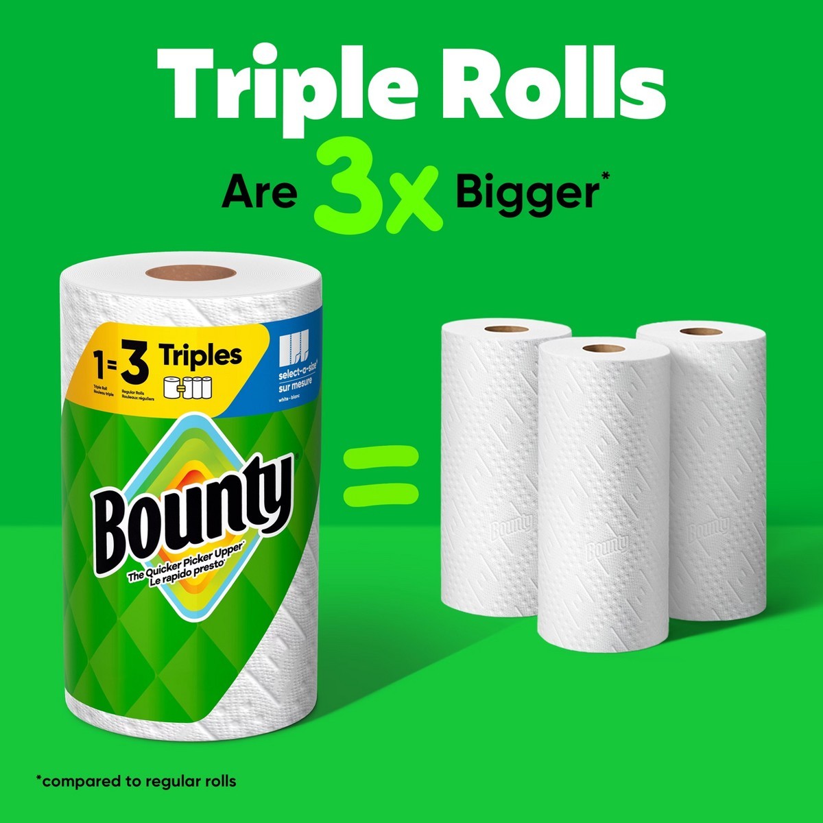 Bounty Printed Select-A-Size Paper Towels – 6 Triple Rolls – 2Ply – 123 Sheets