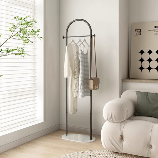 Minimalist Arch Coat Rack Stand Freestanding Black Garment Organizer with Hooks